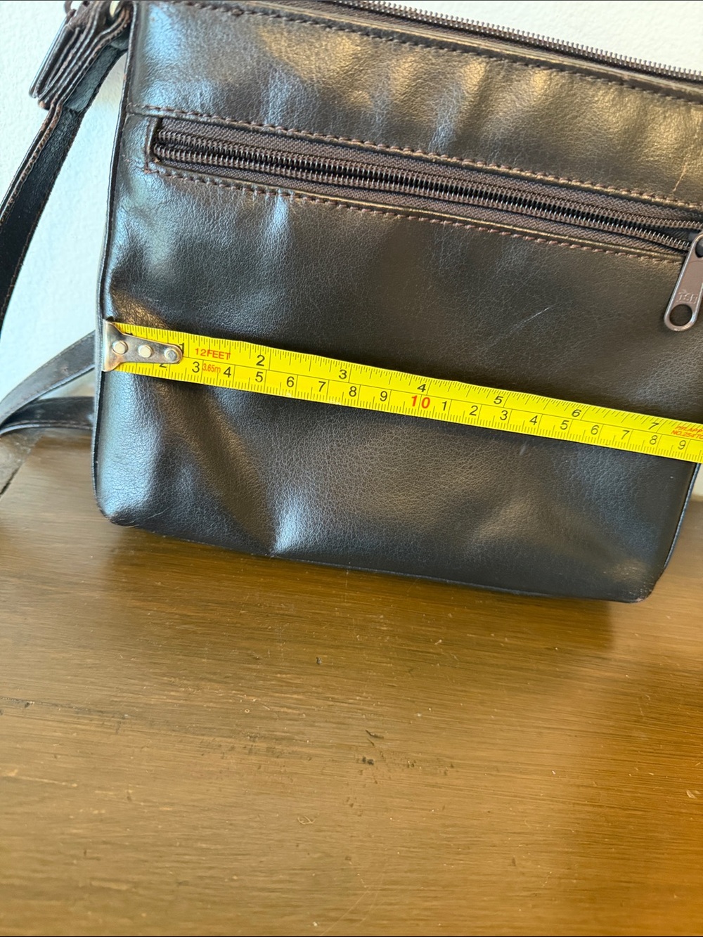 Leather Crossbody Bag - Dark Brown - Picture 4 of 9